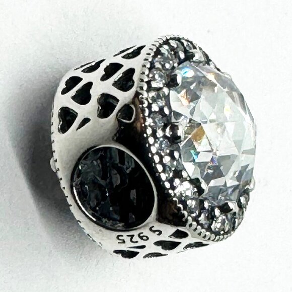 Pandora 925 Sterling Silver Bead Charms CRYSTAL RADIANT HEARTS WHITE - Picture 6 of 6